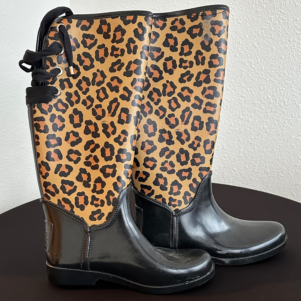 Coach Leopard Print Black Women's Boots